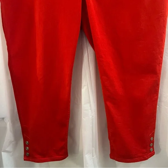 CHICO’S JEANS, Sz 2.5 / 14 / Lrg, Red So Slimming Girlfriend Slim Leg Ankle Crop - Picture 3 of 15